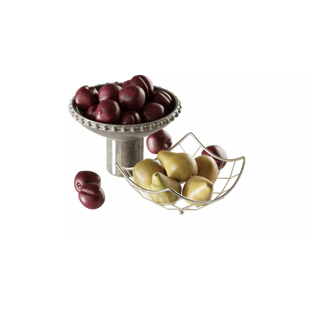 Pears and Plums 3D Model – Realistic Fruit Set, FBX, PBR Textures - View 6