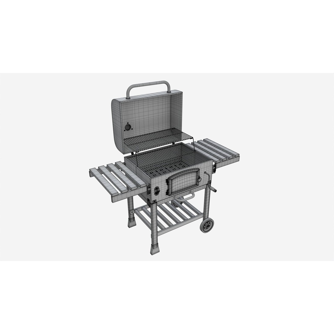 Outdoor Barbecue Charcoal Grill 3D Model – High Quality PBR Asset, FBX/OBJ - View 8