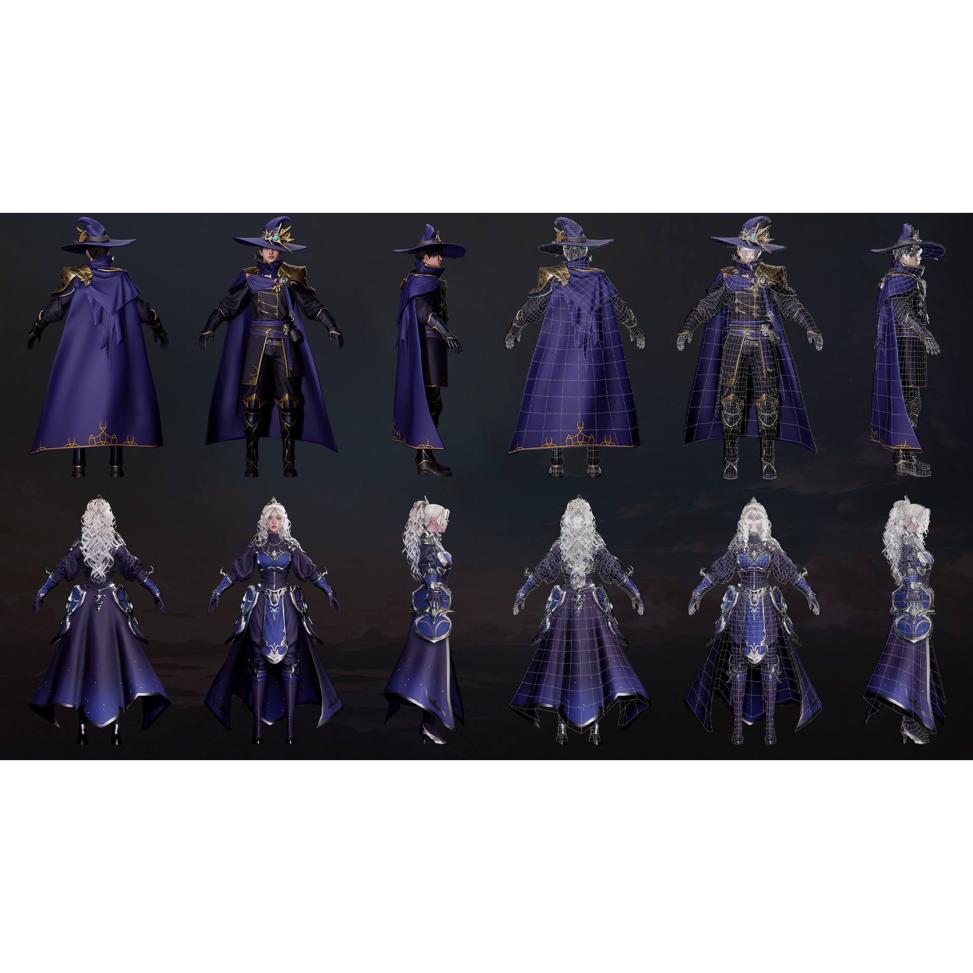 MMORPG Champion Mages - Low-Poly Game-Ready 3D Model
