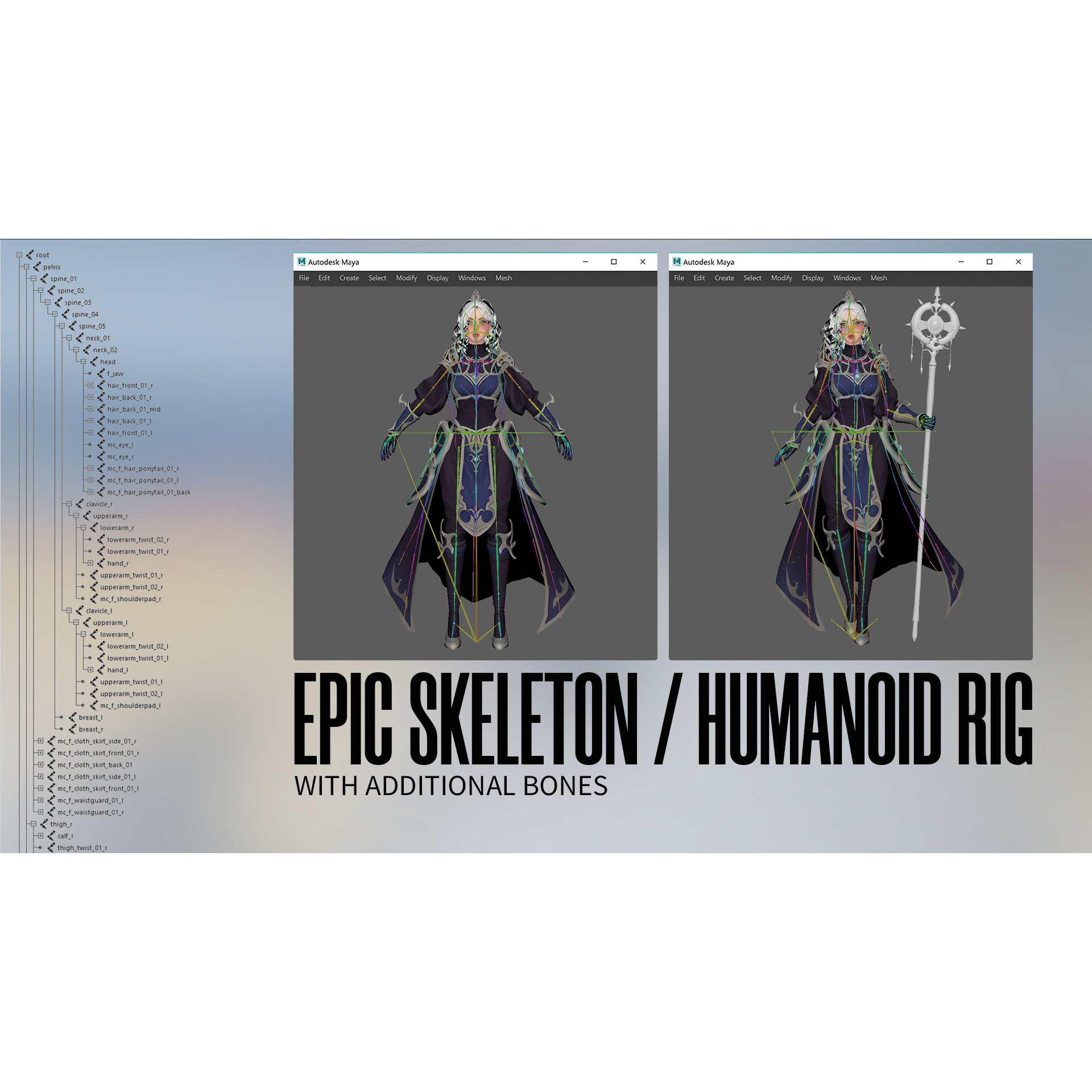MMORPG Champion Mages - Low-Poly Game-Ready 3D Model - View 19