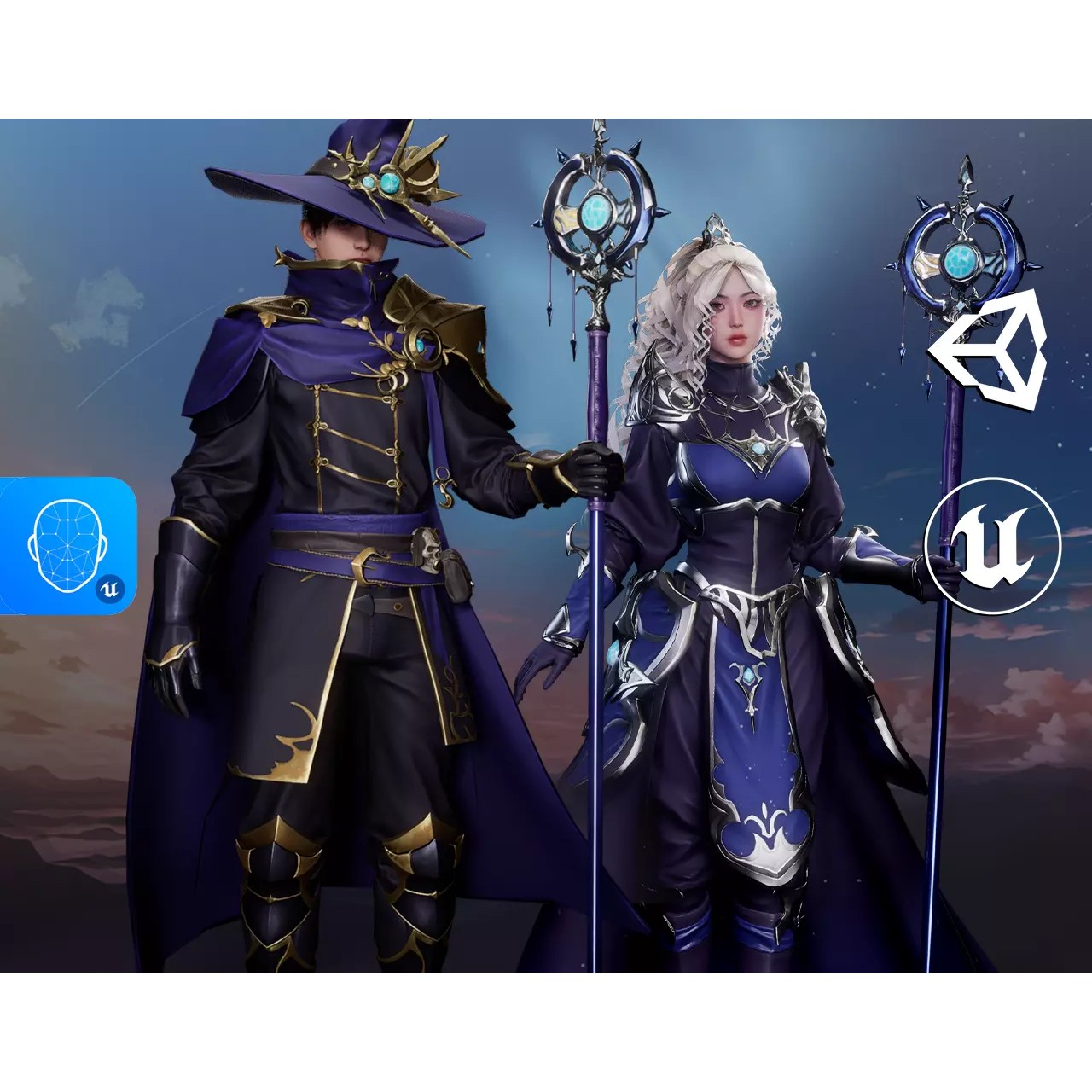 MMORPG Champion Mages - Low-Poly Game-Ready 3D Model - View 2