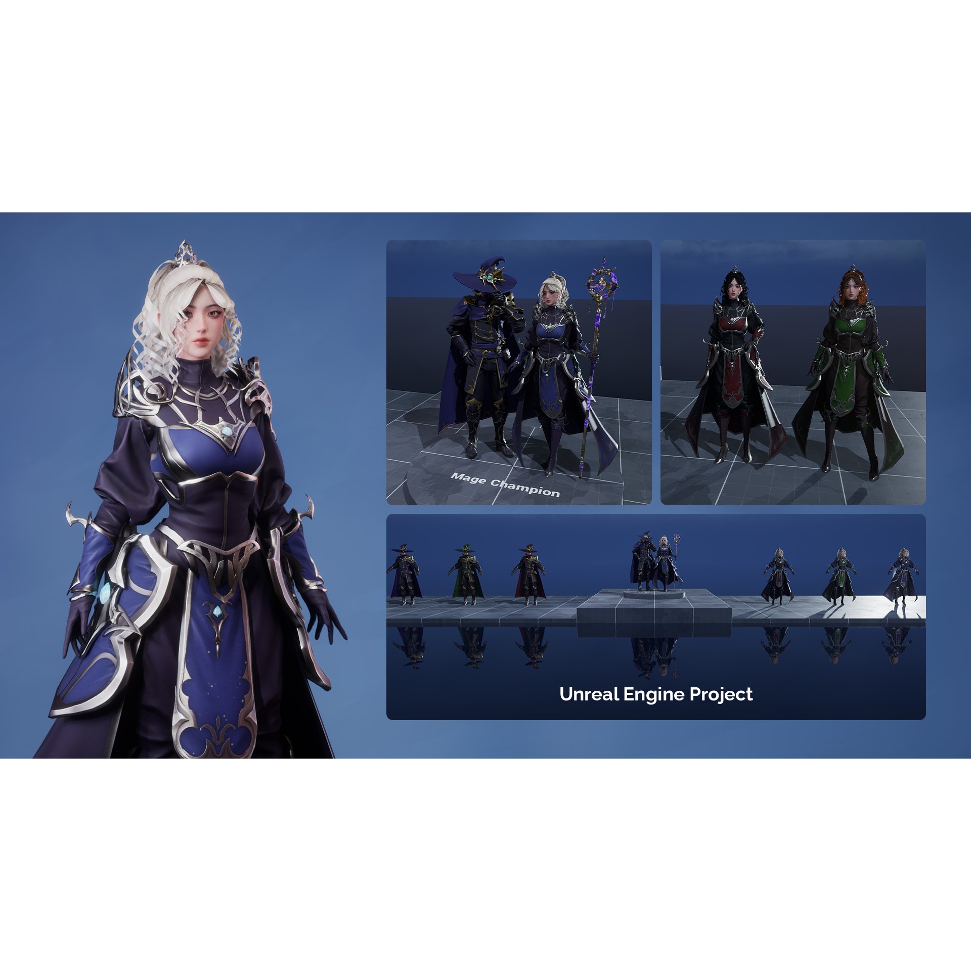 MMORPG Champion Mages - Low-Poly Game-Ready 3D Model - View 22