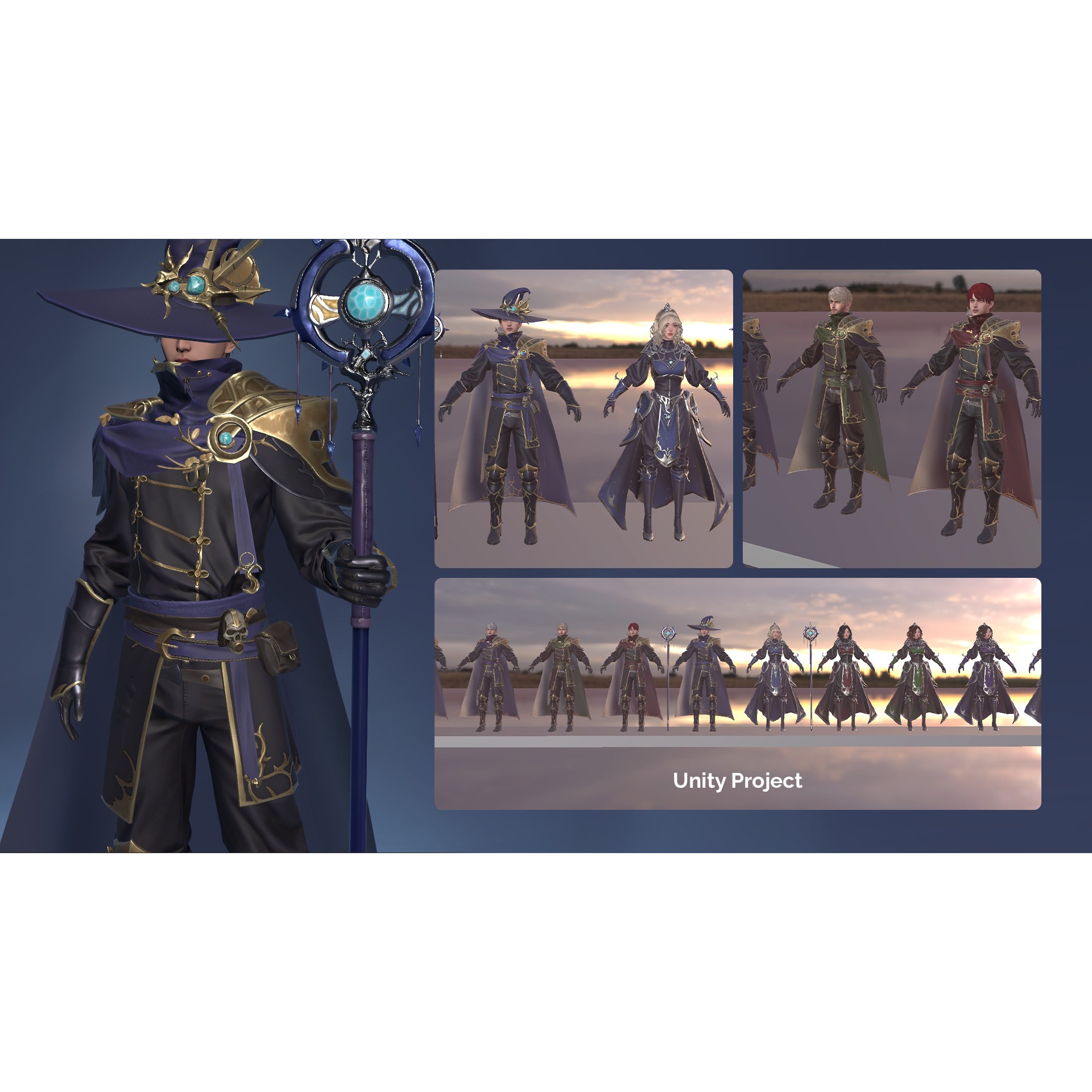 MMORPG Champion Mages - Low-Poly Game-Ready 3D Model - View 24