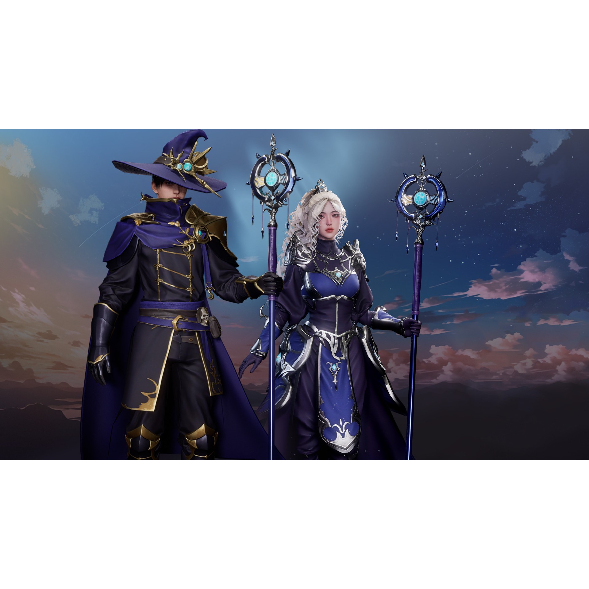 MMORPG Champion Mages - Low-Poly Game-Ready 3D Model - View 3
