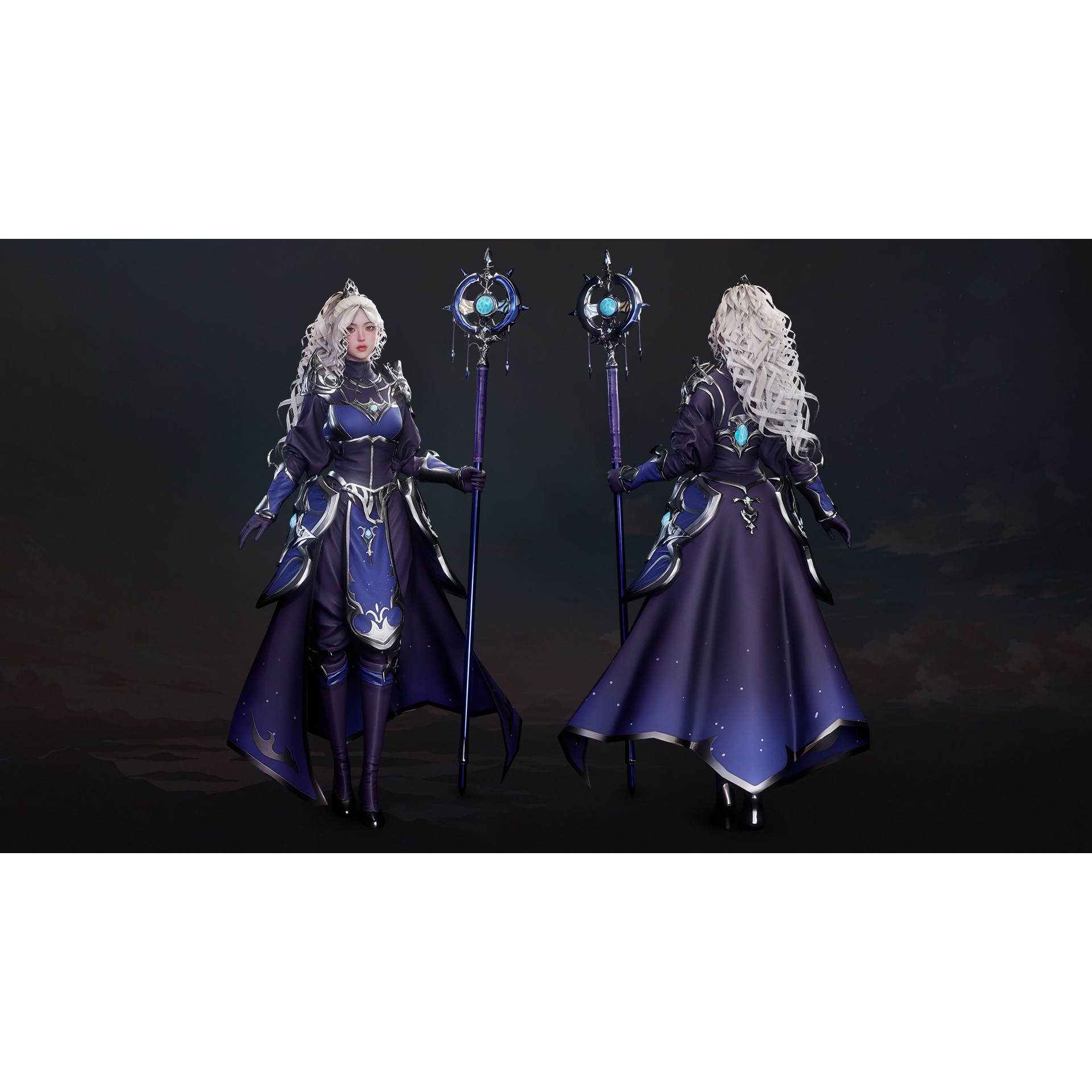 MMORPG Champion Mages - Low-Poly Game-Ready 3D Model - View 4