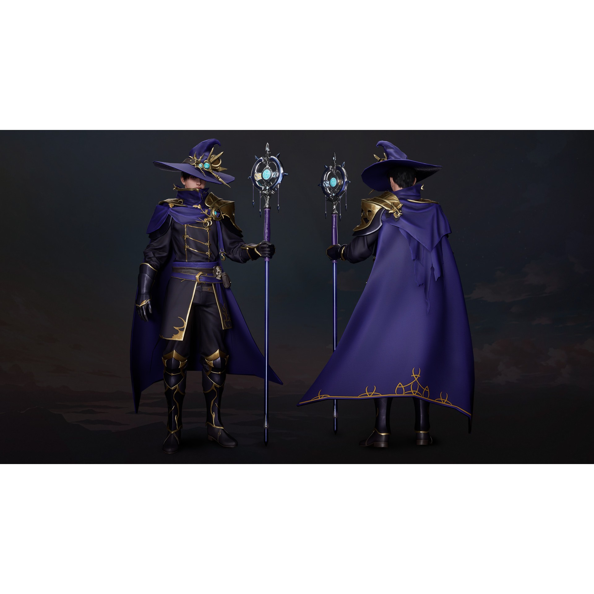 MMORPG Champion Mages - Low-Poly Game-Ready 3D Model - View 5
