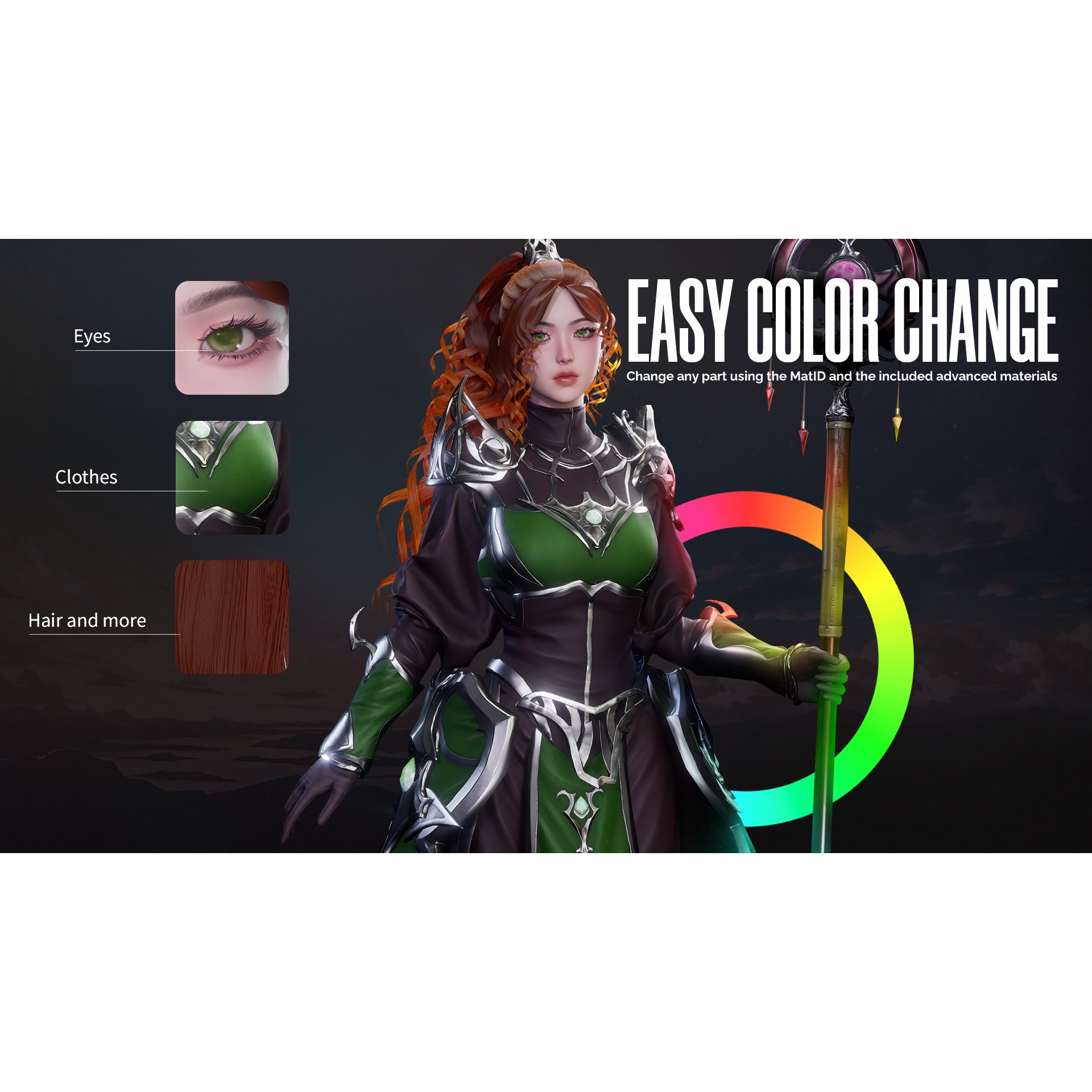 MMORPG Champion Mages - Low-Poly Game-Ready 3D Model - View 7