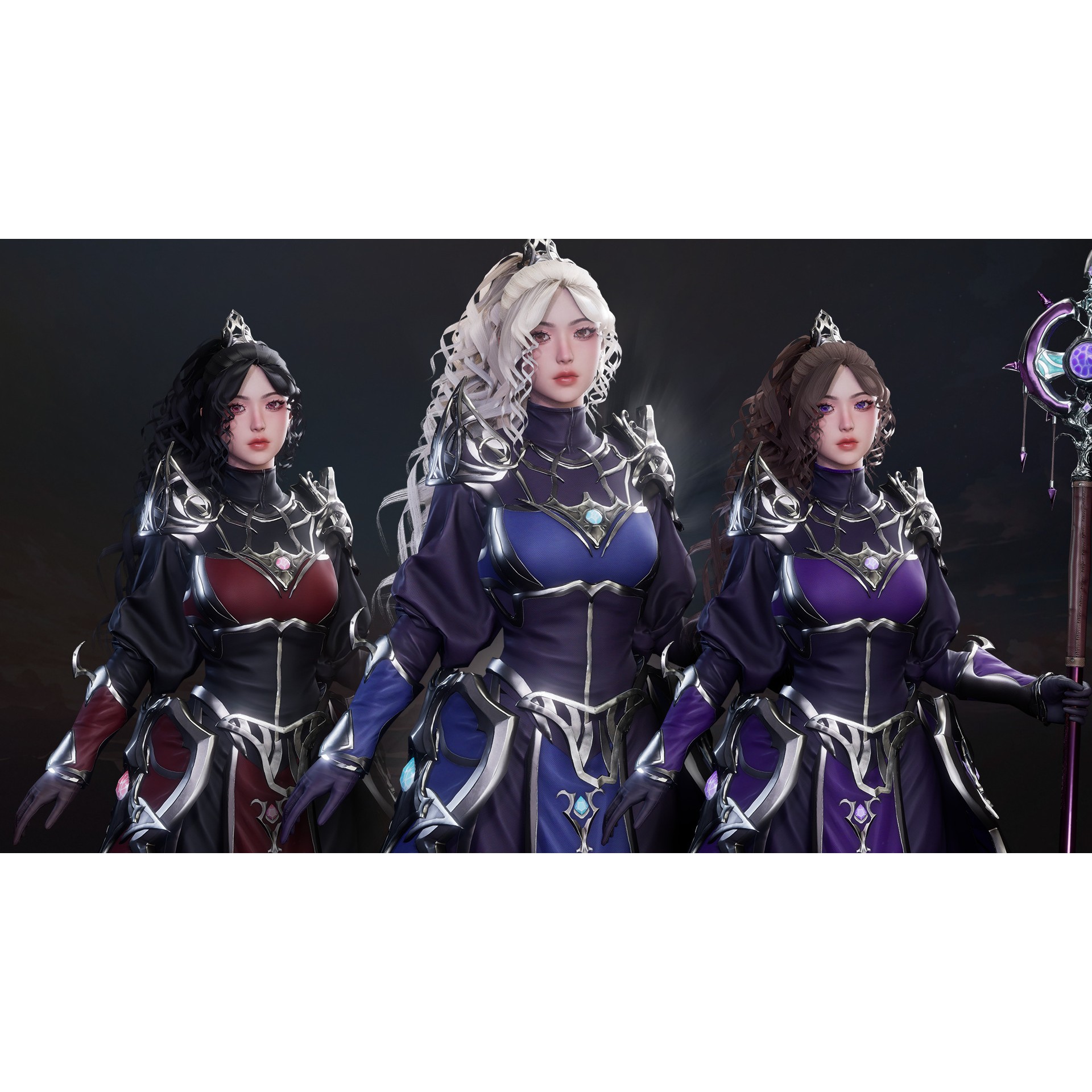 MMORPG Champion Mages - Low-Poly Game-Ready 3D Model - View 8