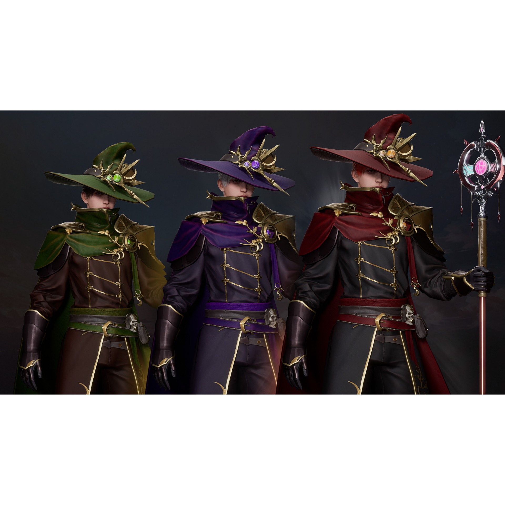 MMORPG Champion Mages - Low-Poly Game-Ready 3D Model - View 9