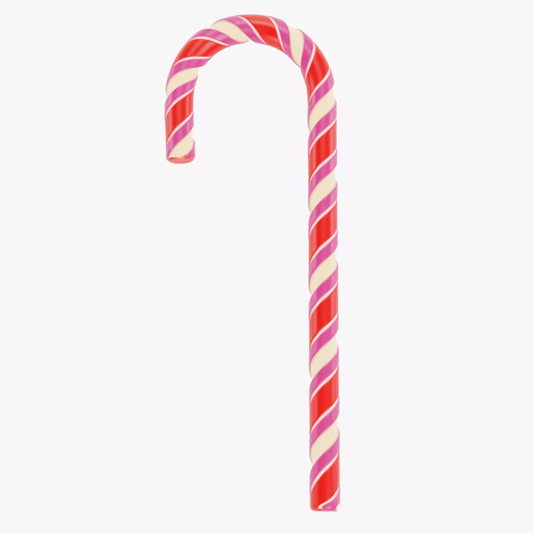 Candy Cane 3D Model – Realistic Low-Poly Holiday Prop, Blender