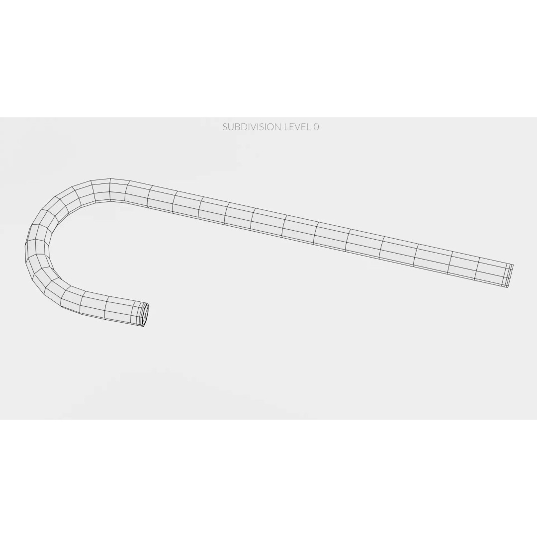Candy Cane 3D Model – Realistic Low-Poly Holiday Prop, Blender - View 12