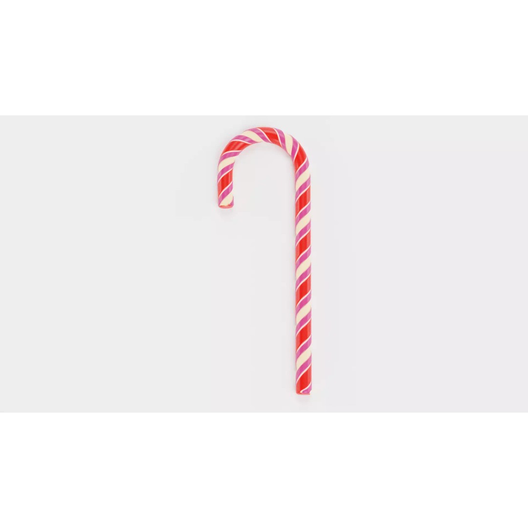 Candy Cane 3D Model – Realistic Low-Poly Holiday Prop, Blender - View 2