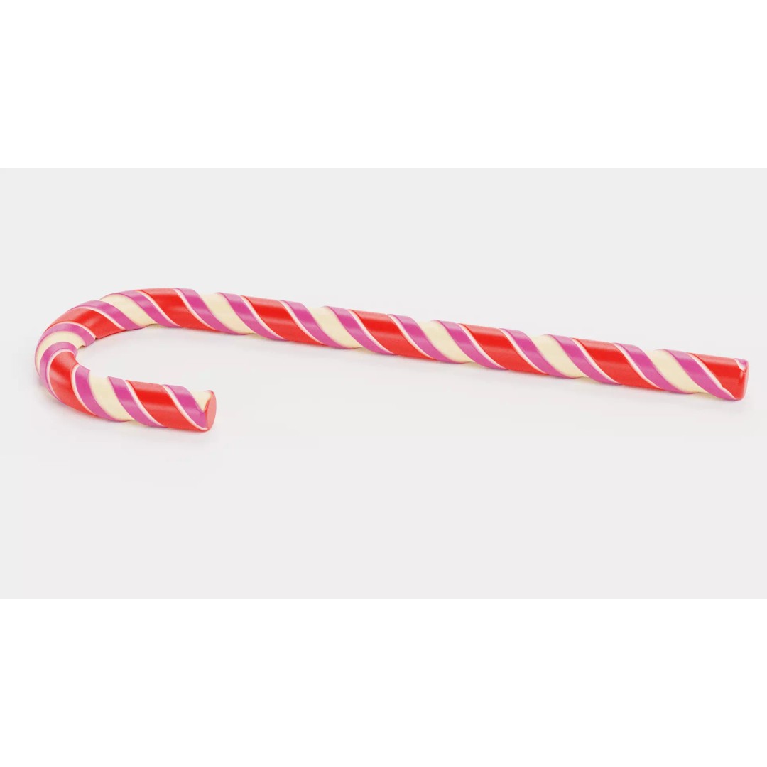 Candy Cane 3D Model – Realistic Low-Poly Holiday Prop, Blender - View 4