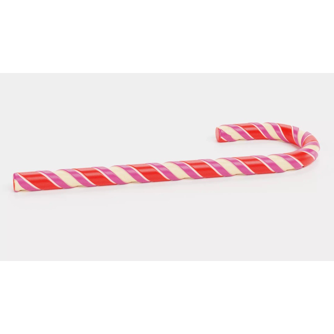Candy Cane 3D Model – Realistic Low-Poly Holiday Prop, Blender - View 7