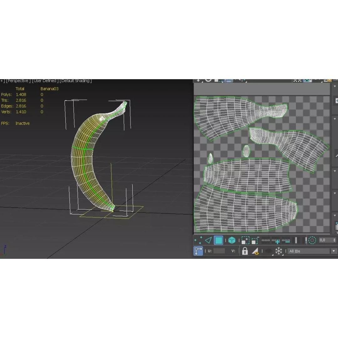 Banana 3D Model – Low Poly Game Asset, FBX, PBR Textures - View 5
