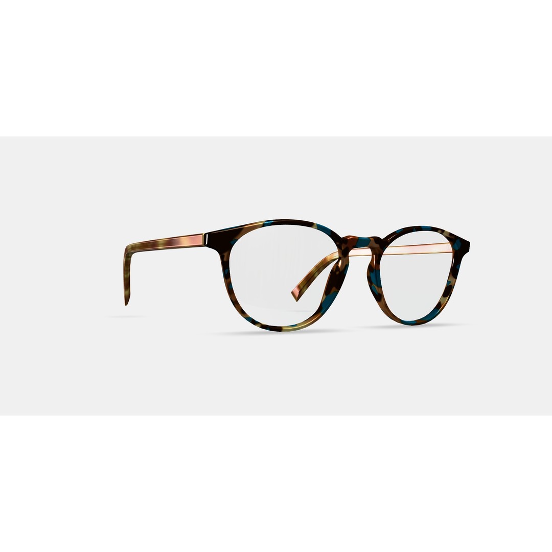 Butler Low Bridge Fit Eyeglasses 3D Model – Teal Tortoise, PBR Textures - View 10