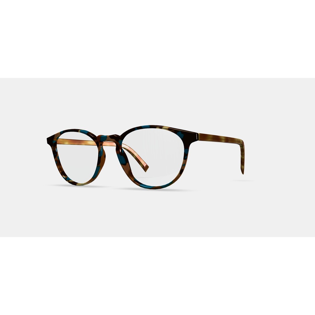 Butler Low Bridge Fit Eyeglasses 3D Model – Teal Tortoise, PBR Textures - View 14