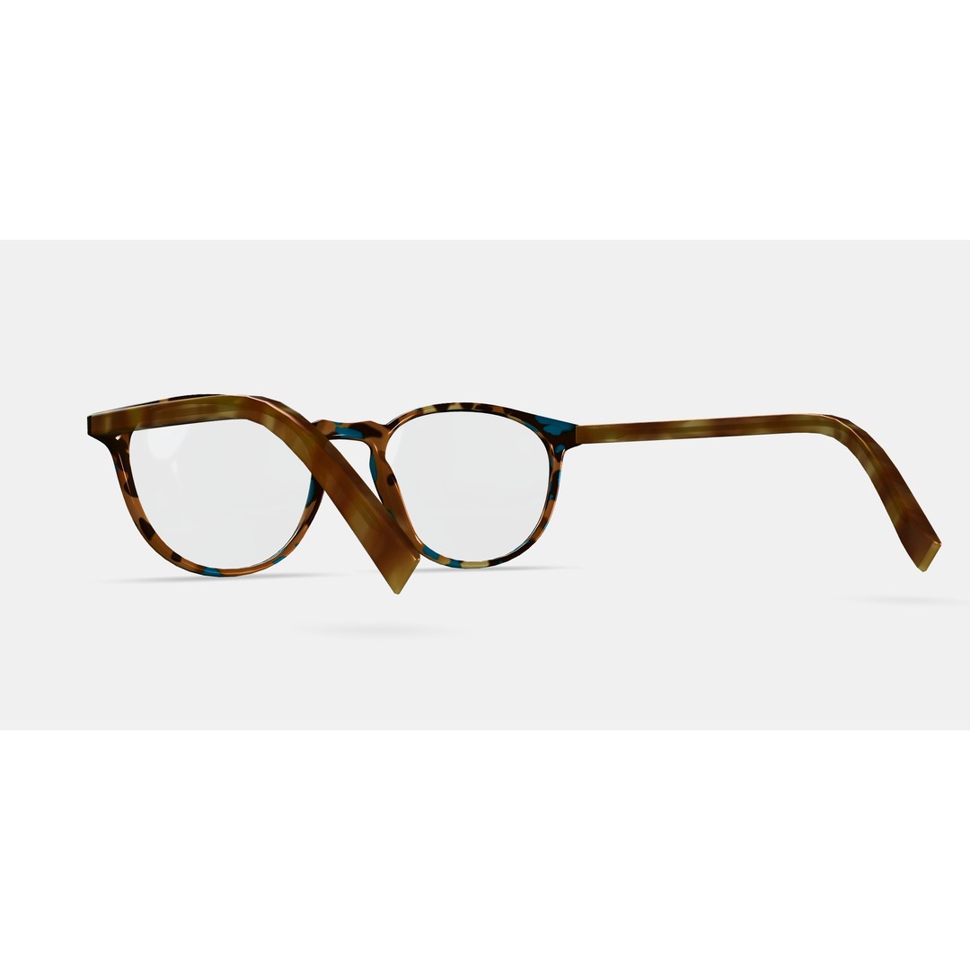 Butler Low Bridge Fit Eyeglasses 3D Model – Teal Tortoise, PBR Textures - View 3