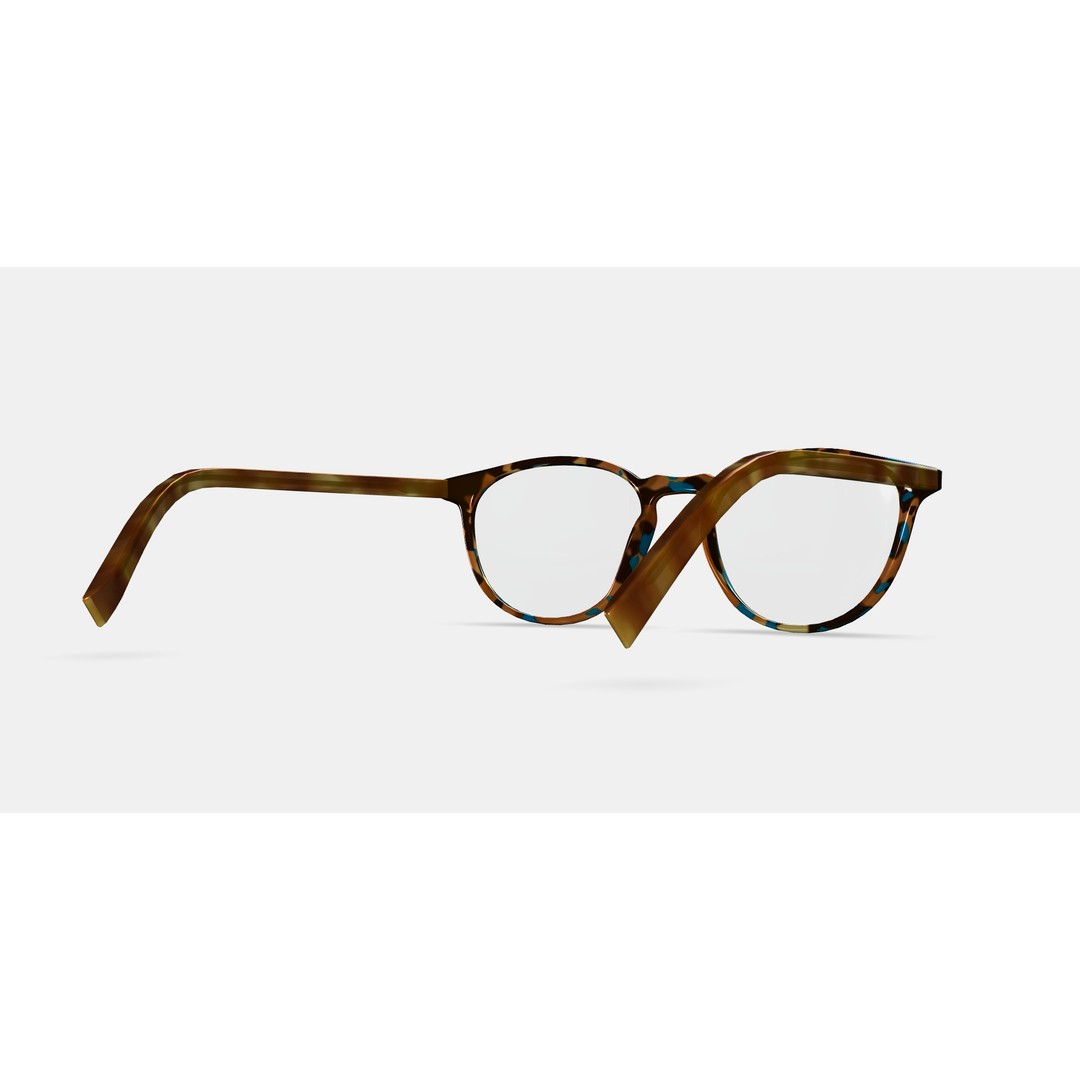Butler Low Bridge Fit Eyeglasses 3D Model – Teal Tortoise, PBR Textures - View 7