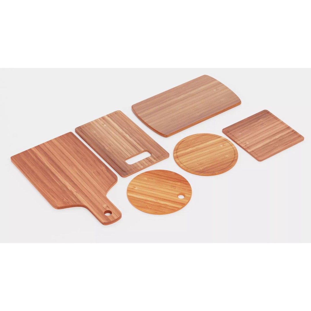 Bamboo Cooking Boards 3D Model – Low Poly Kitchenware Set, FBX - View 7