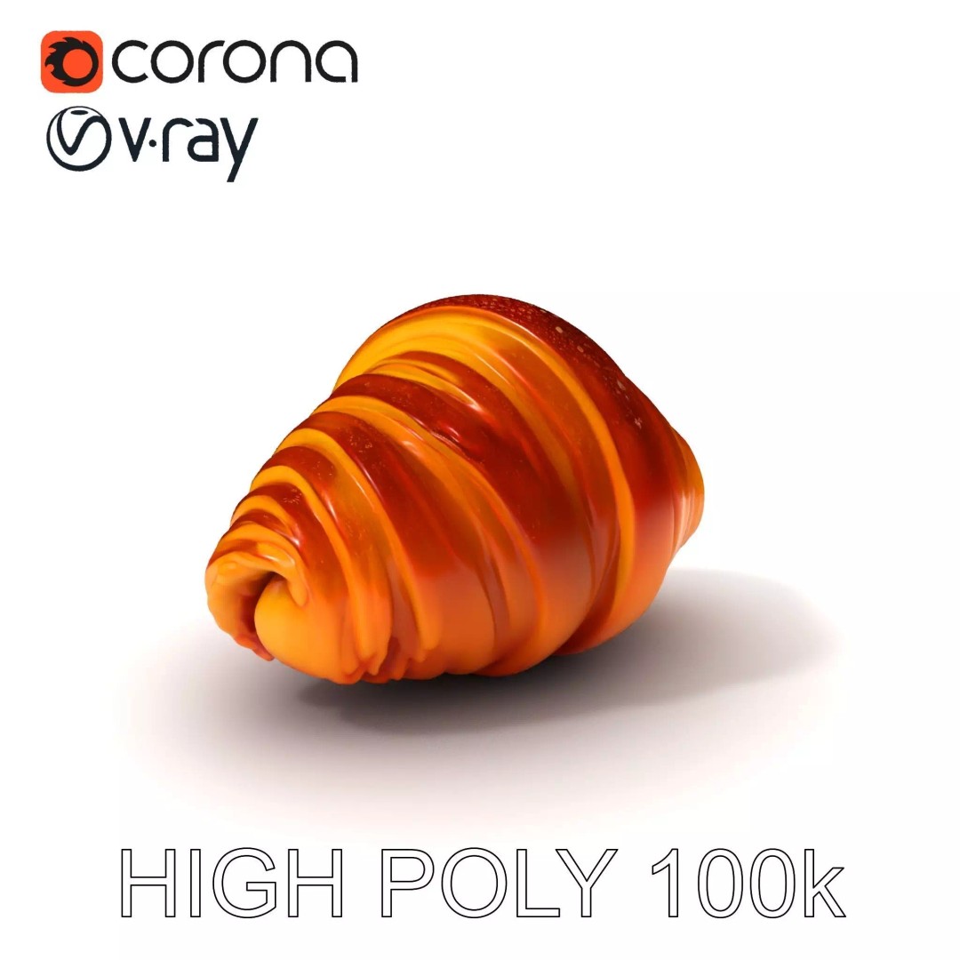 Realistic Croissant 3D Model – Low Poly PBR Asset, FBX - View 2