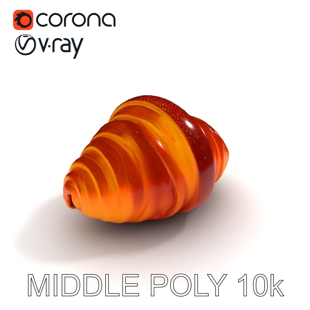 Realistic Croissant 3D Model – Low Poly PBR Asset, FBX - View 24