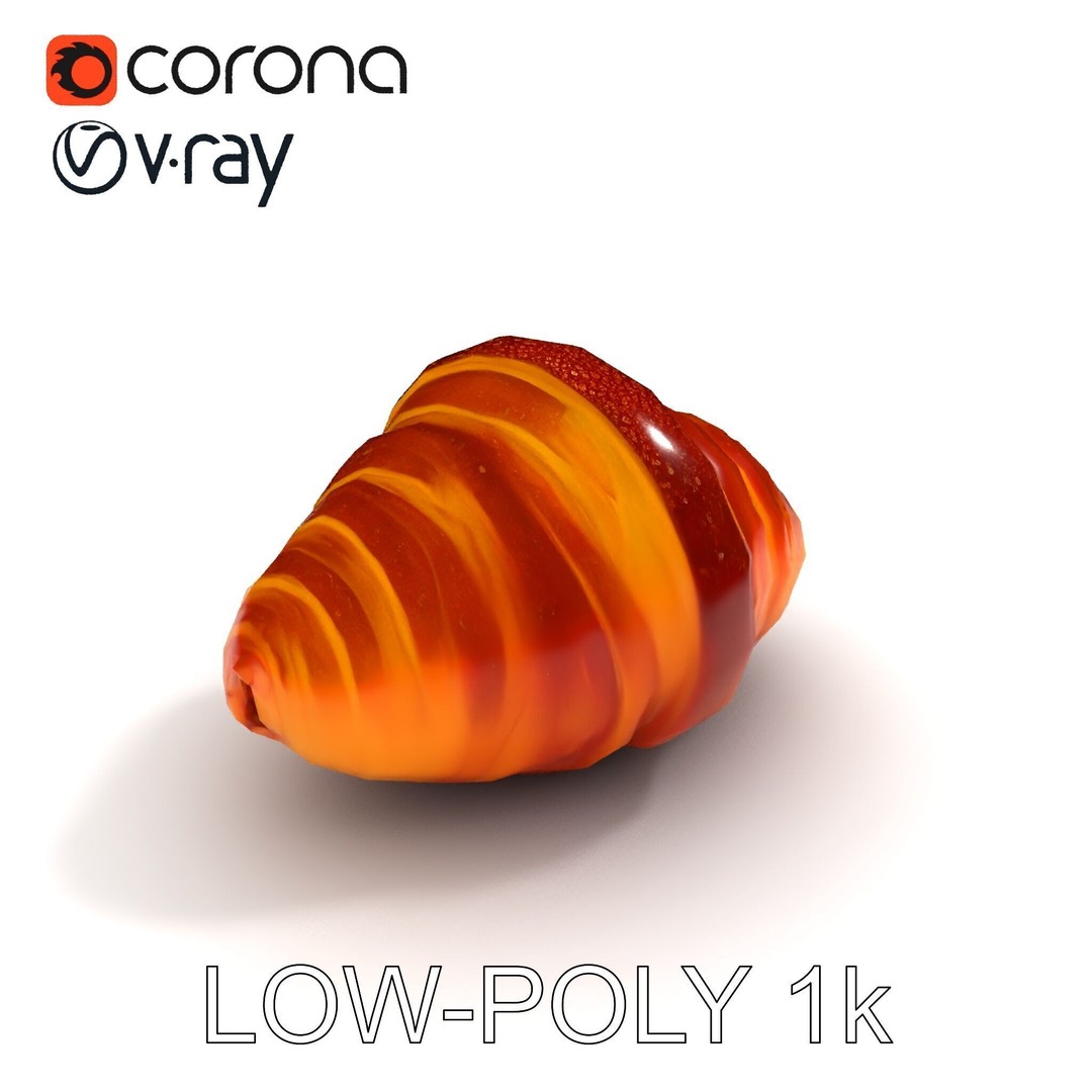 Realistic Croissant 3D Model – Low Poly PBR Asset, FBX - View 25