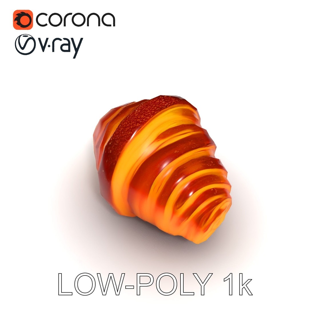 Realistic Croissant 3D Model – Low Poly PBR Asset, FBX - View 29