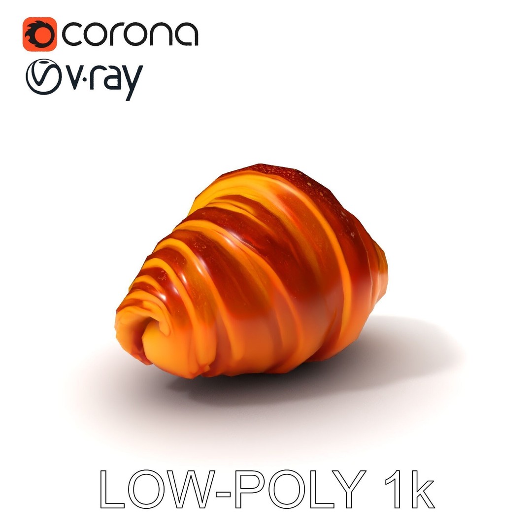 Realistic Croissant 3D Model – Low Poly PBR Asset, FBX - View 32