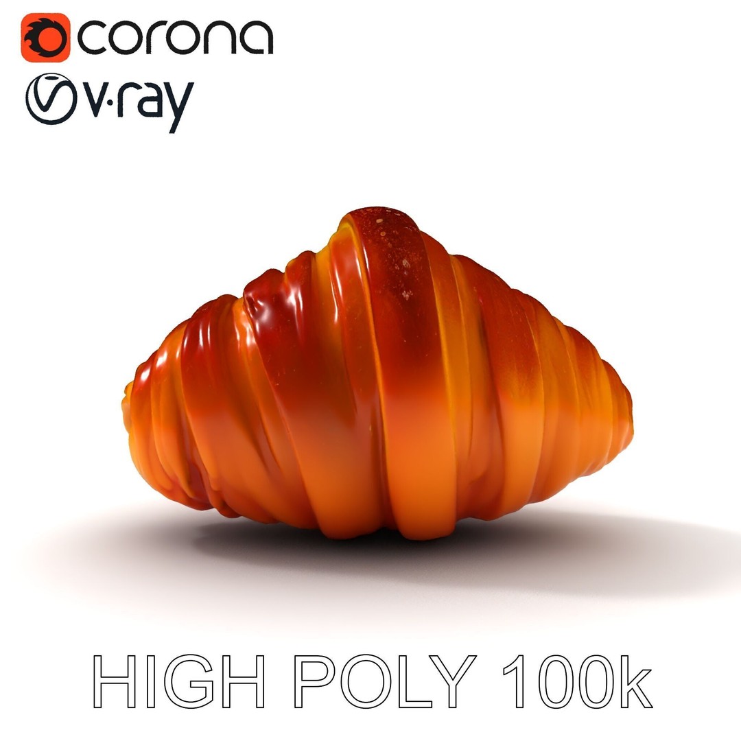 Realistic Croissant 3D Model – Low Poly PBR Asset, FBX - View 33