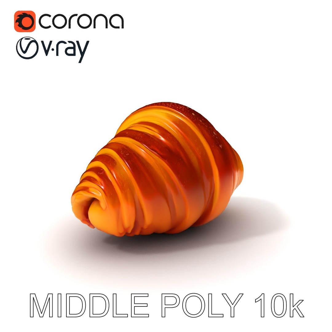Realistic Croissant 3D Model – Low Poly PBR Asset, FBX - View 7
