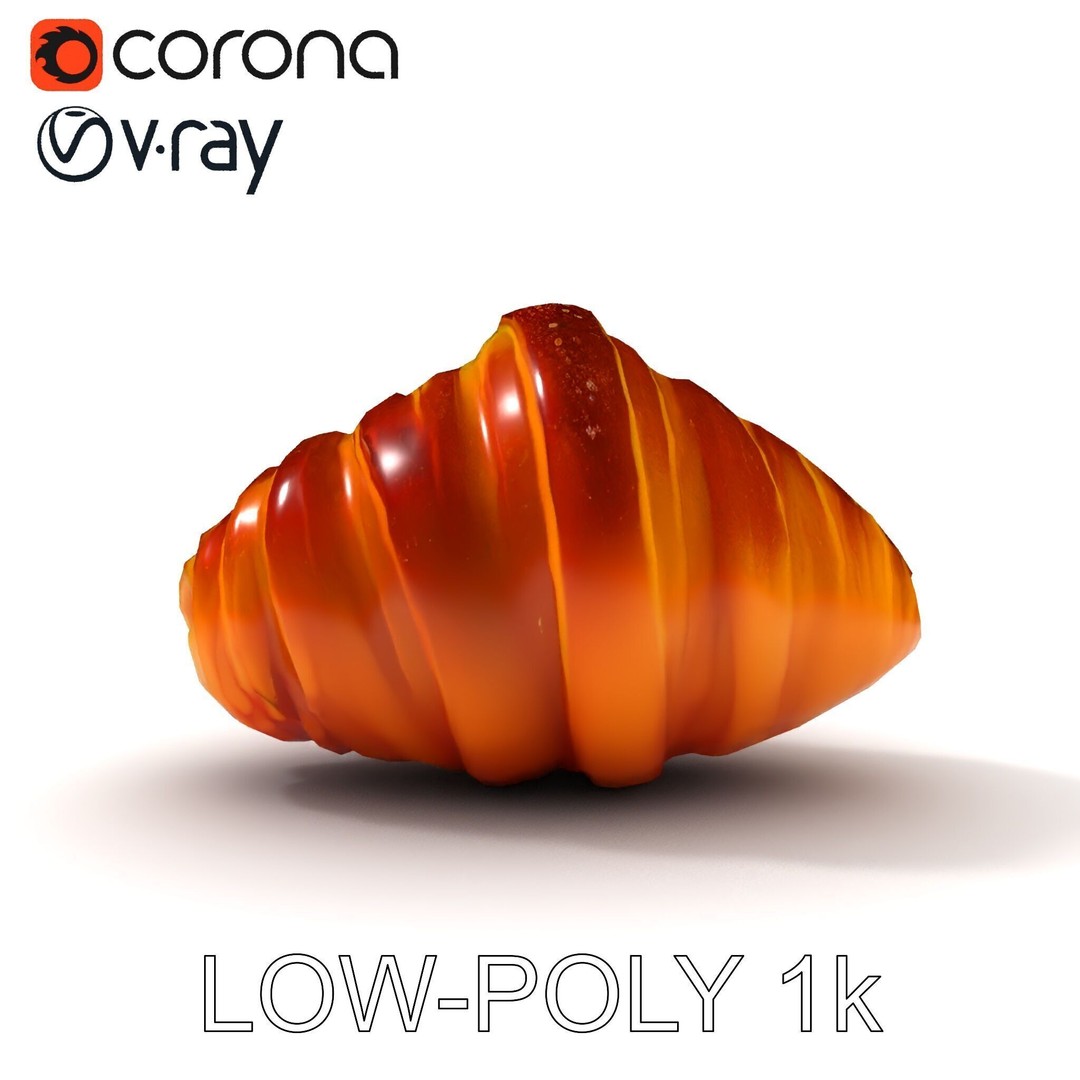 Realistic Croissant 3D Model – Low Poly PBR Asset, FBX - View 8