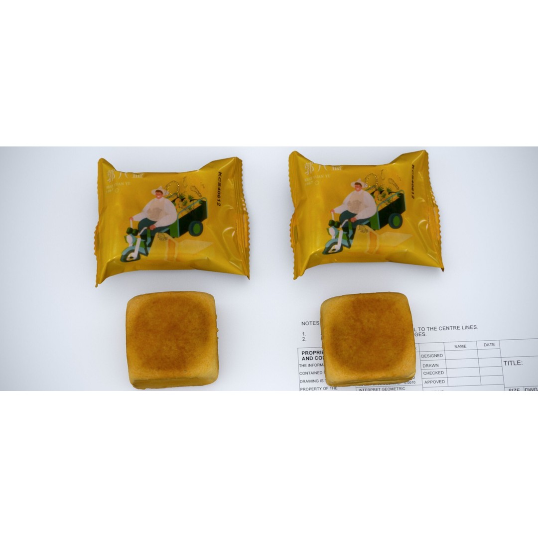 Pineapple Moon Cake 3D Model – Realistic Food Asset, FBX & OBJ - View 13