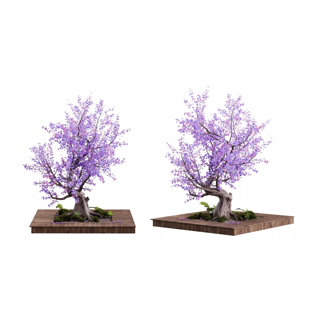 Flowering Fantasy Bonsai Tree 3D Model – PBR Textured Asset for Archviz - View 2