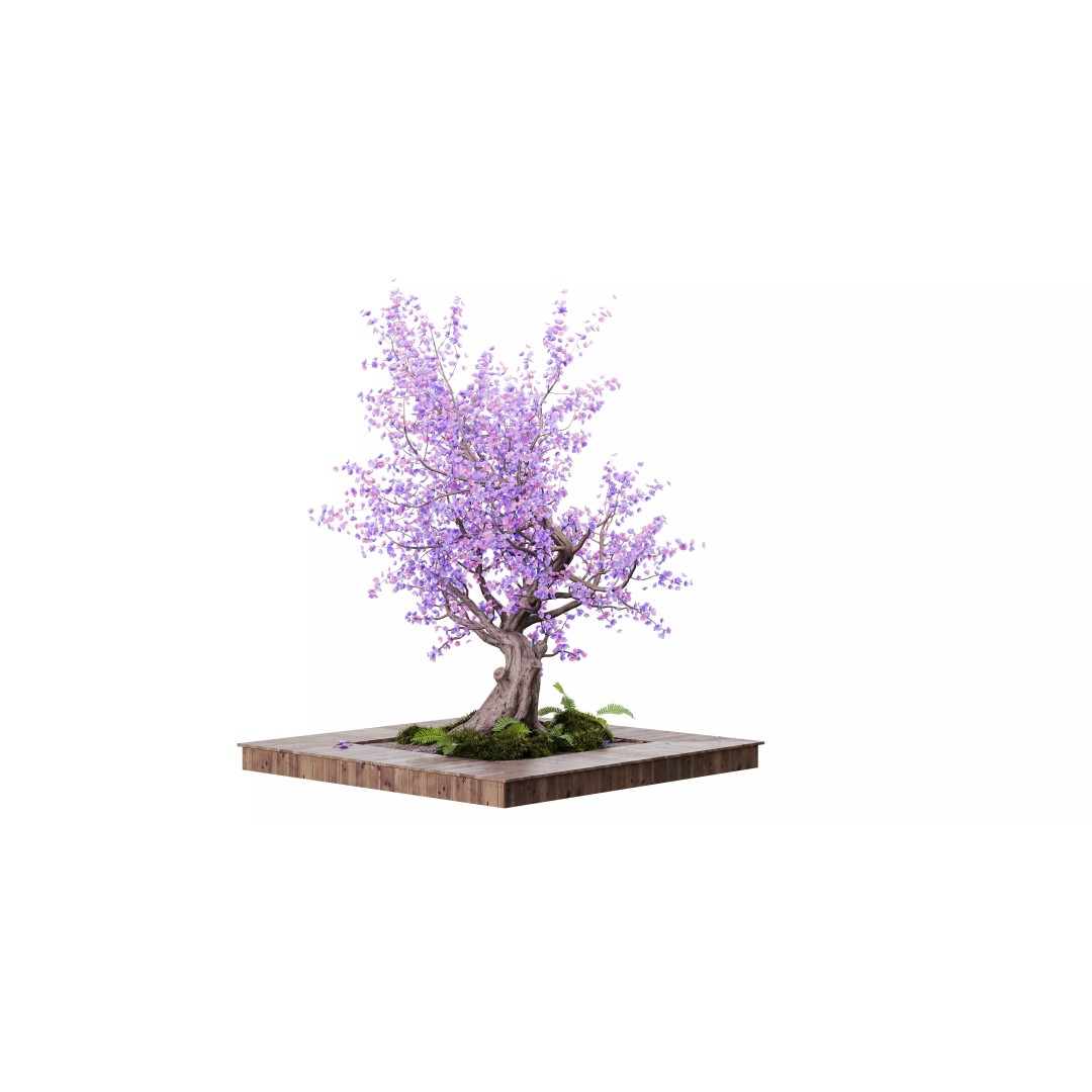 Flowering Fantasy Bonsai Tree 3D Model – PBR Textured Asset for Archviz - View 3
