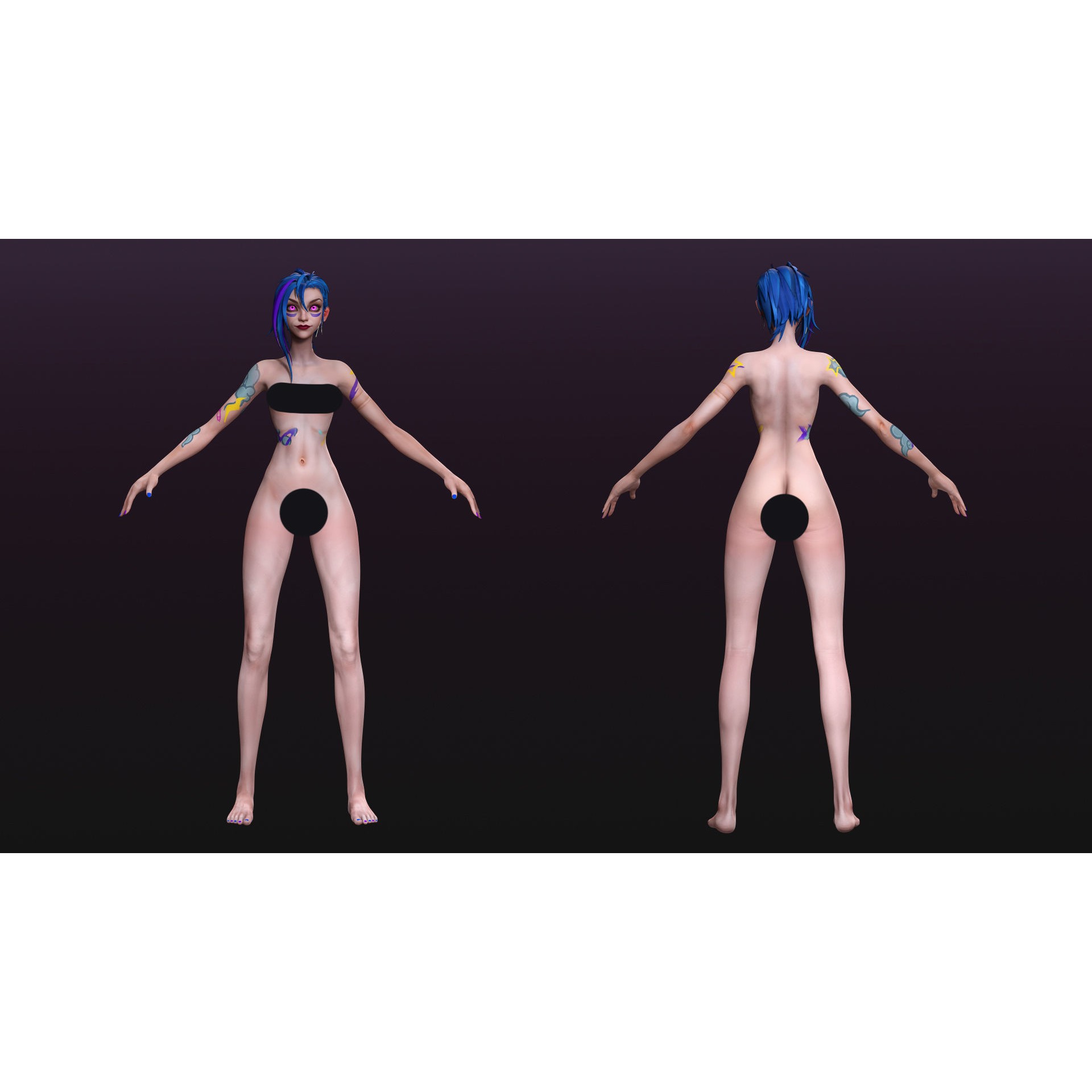 Arcane Prodigy Jinx - Low-Poly Game-Ready 3D Model - View 10