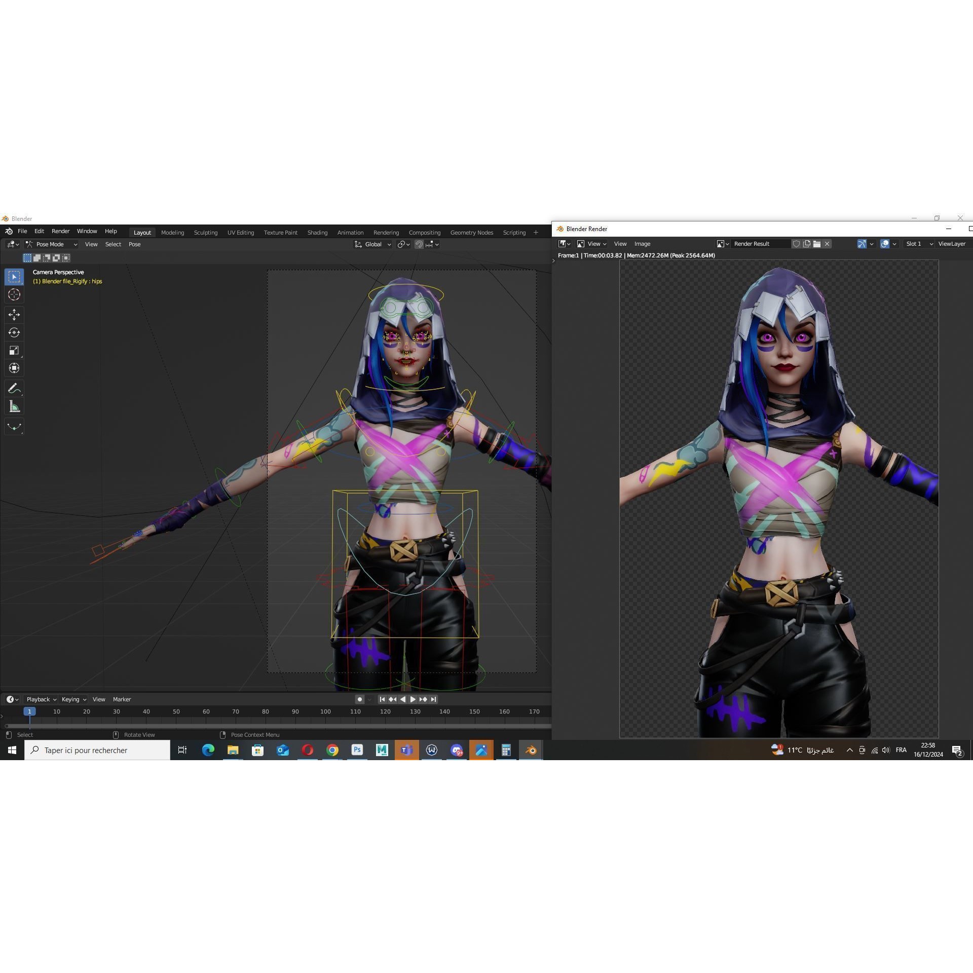 Arcane Prodigy Jinx - Low-Poly Game-Ready 3D Model - View 22