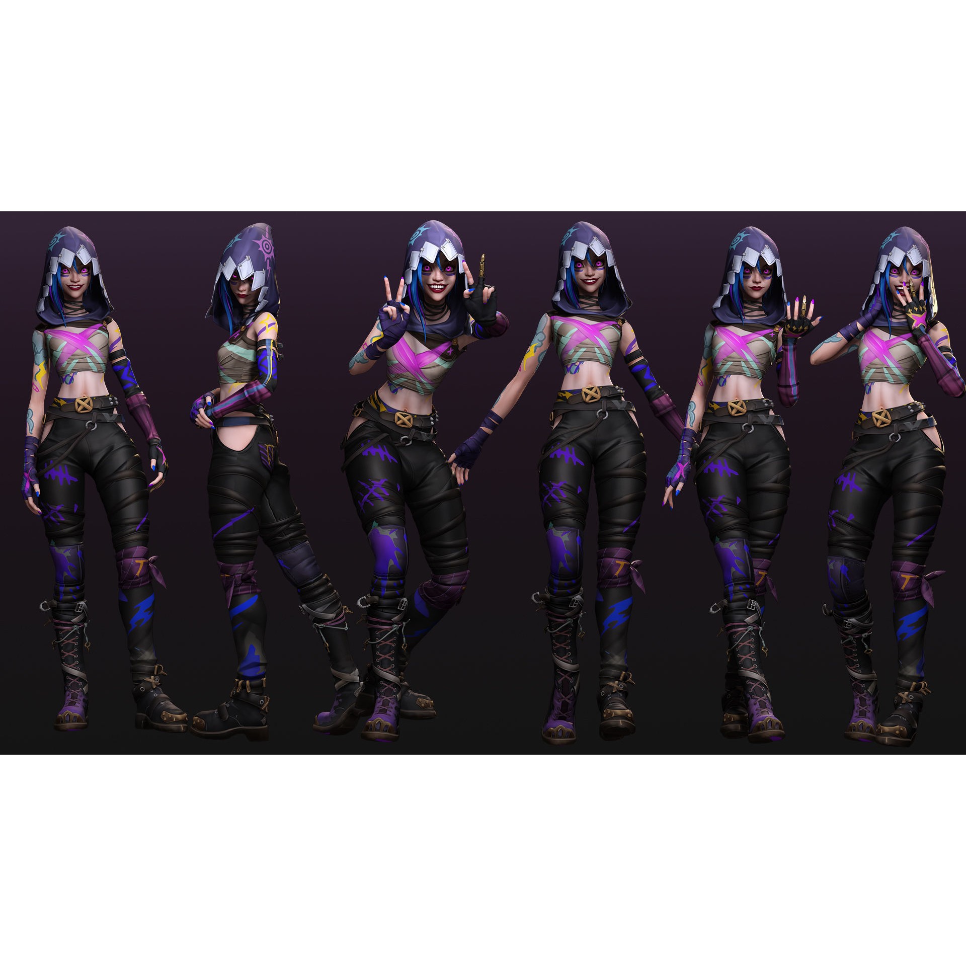 Arcane Prodigy Jinx - Low-Poly Game-Ready 3D Model - View 5