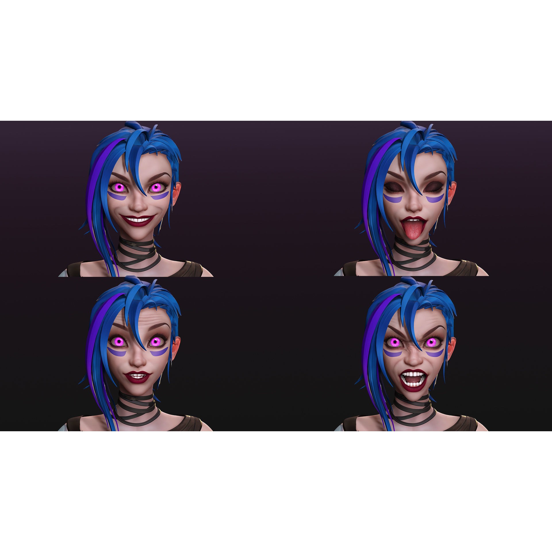 Arcane Prodigy Jinx - Low-Poly Game-Ready 3D Model - View 7