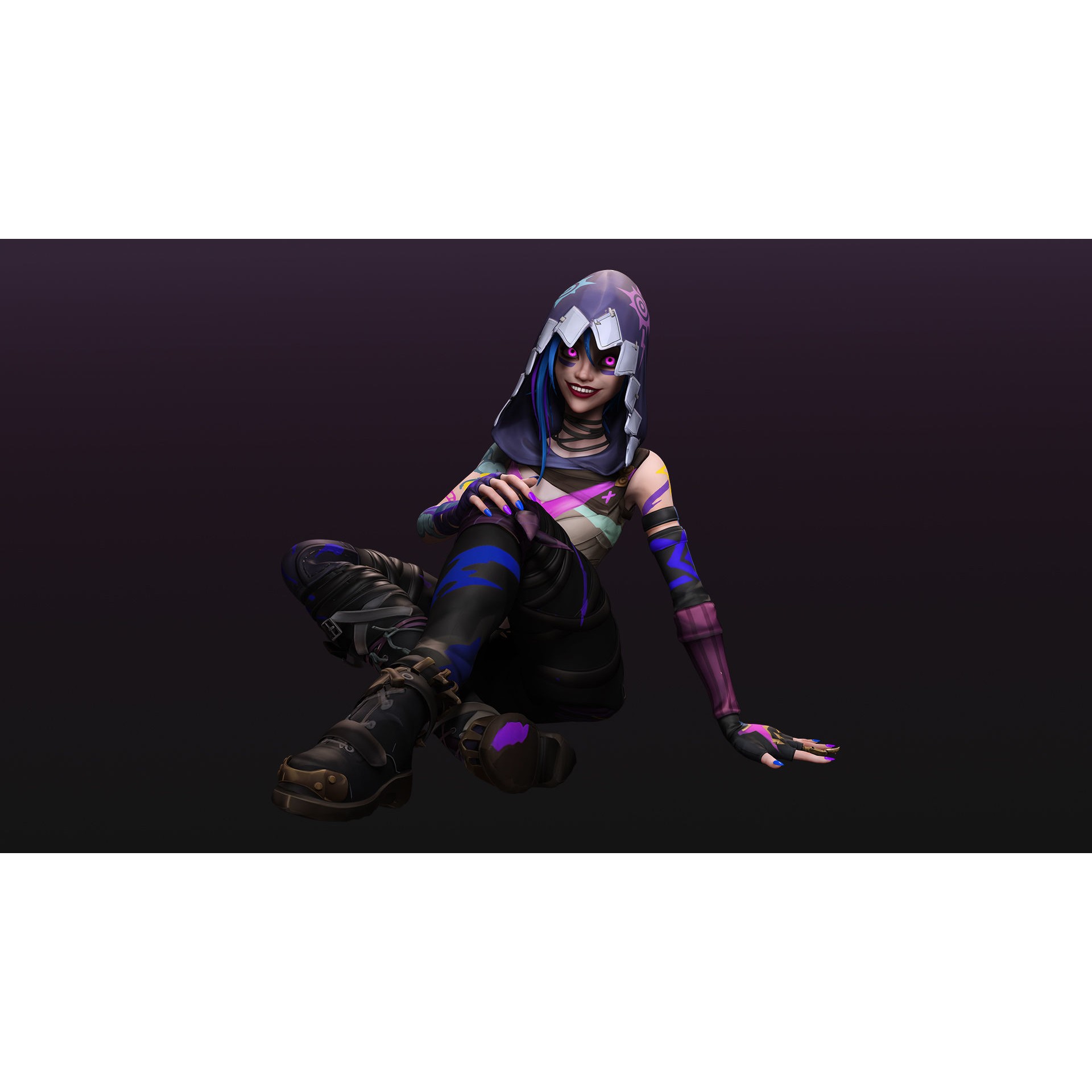 Arcane Prodigy Jinx - Low-Poly Game-Ready 3D Model - View 8