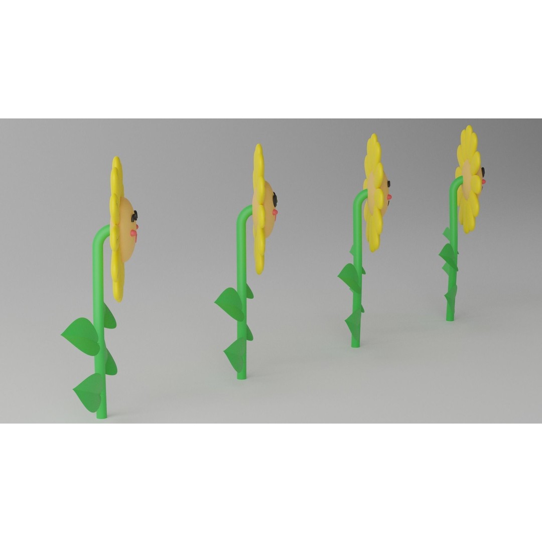 Cartoon Cute Sunflower 3D Model – Stylized Flora Collection, PBR Textures - View 15
