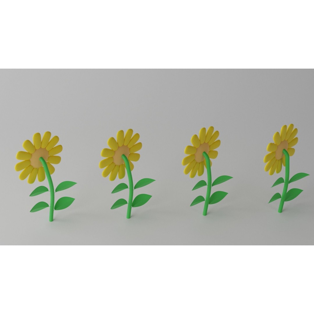 Cartoon Cute Sunflower 3D Model – Stylized Flora Collection, PBR Textures - View 16