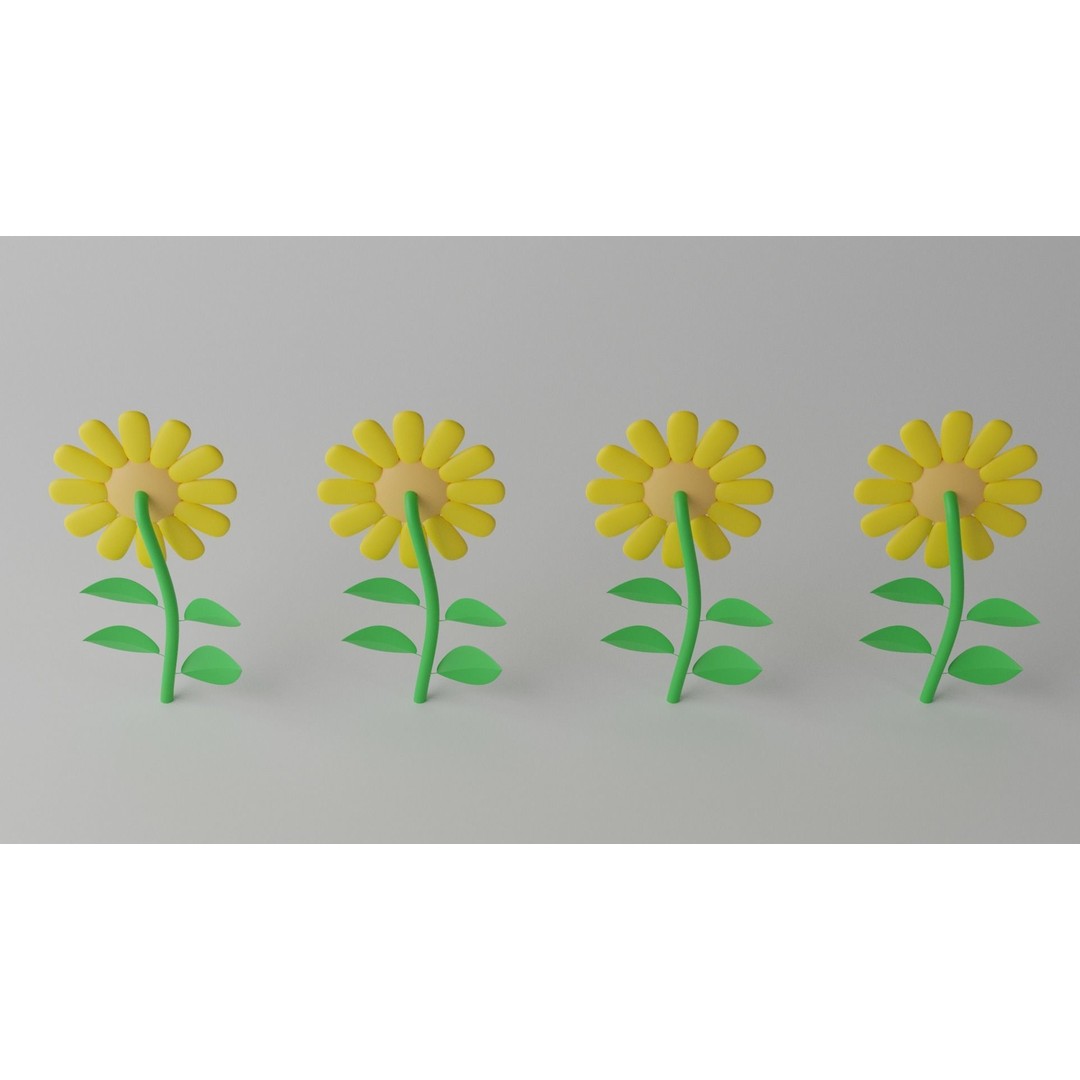 Cartoon Cute Sunflower 3D Model – Stylized Flora Collection, PBR Textures - View 19