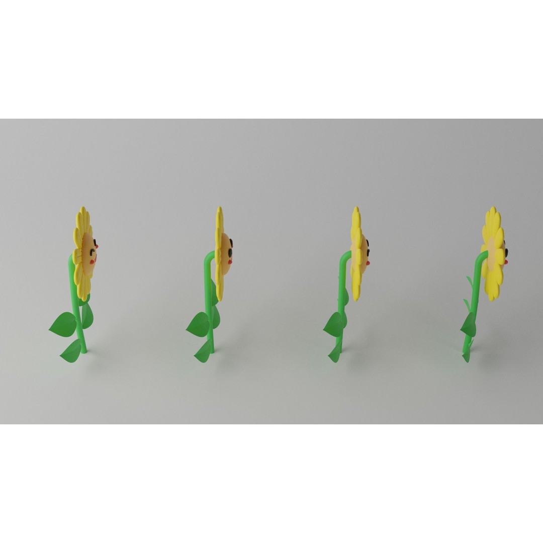 Cartoon Cute Sunflower 3D Model – Stylized Flora Collection, PBR Textures - View 20