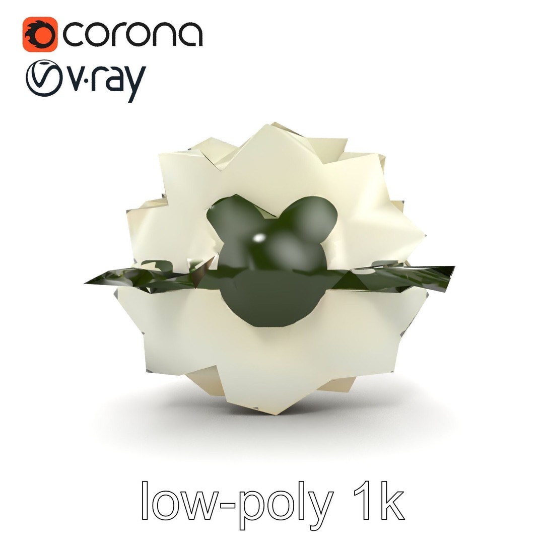 White Ranunculus Flower 3D Model – Low Poly Botanical Pack, FBX - View 19