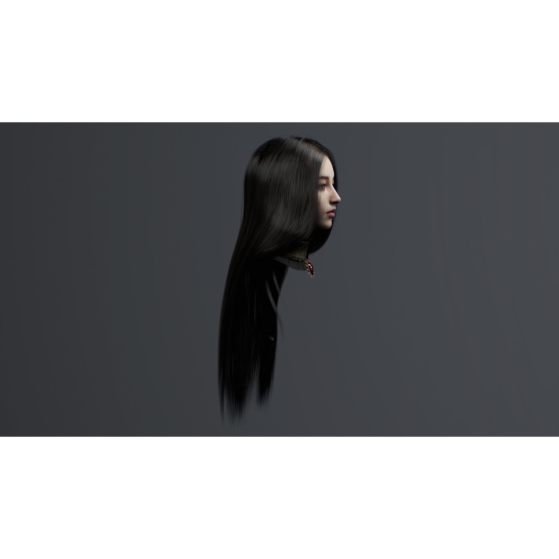 Beautiful Female Head - Low-Poly Game-Ready 3D Model - View 10
