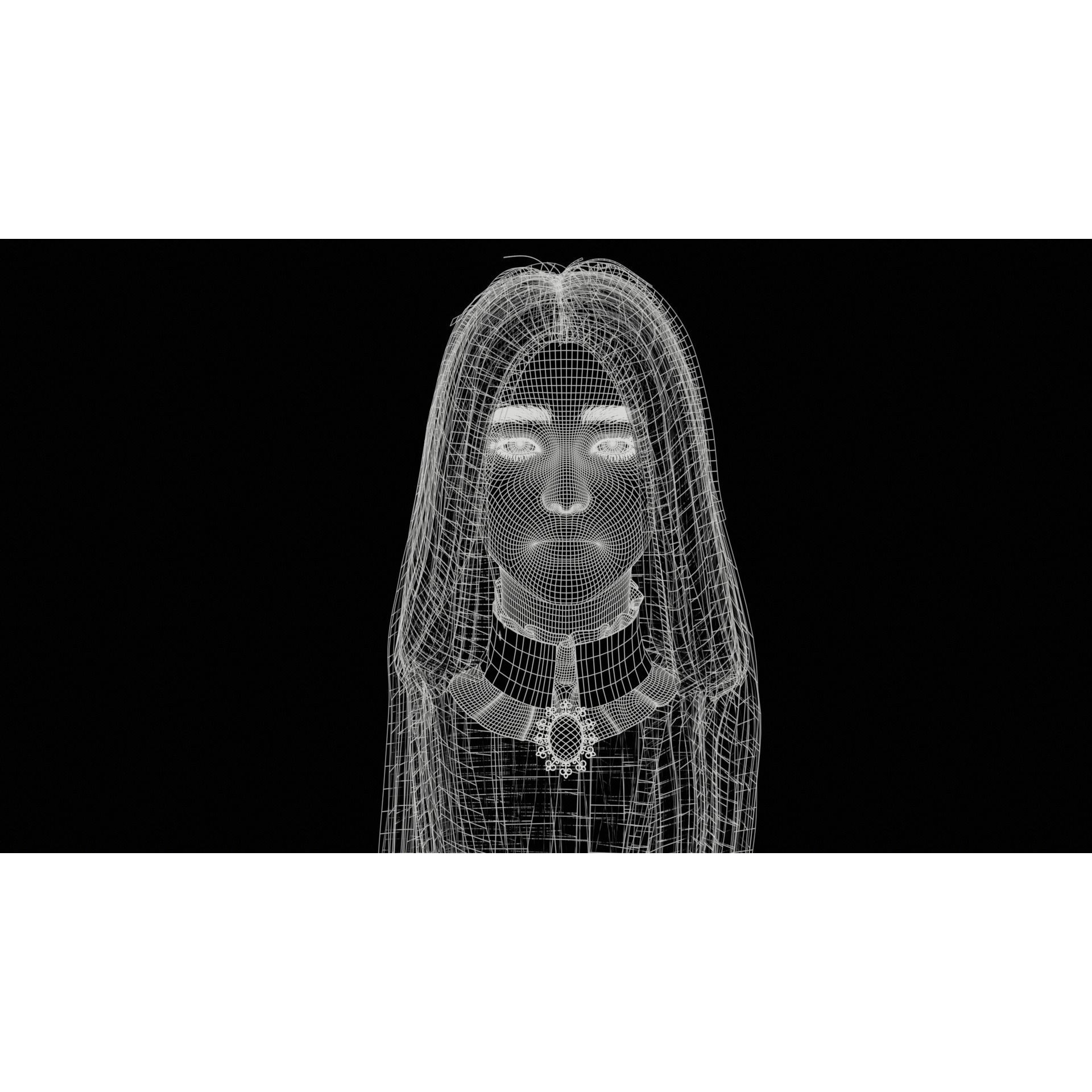 Beautiful Female Head - Low-Poly Game-Ready 3D Model - View 11