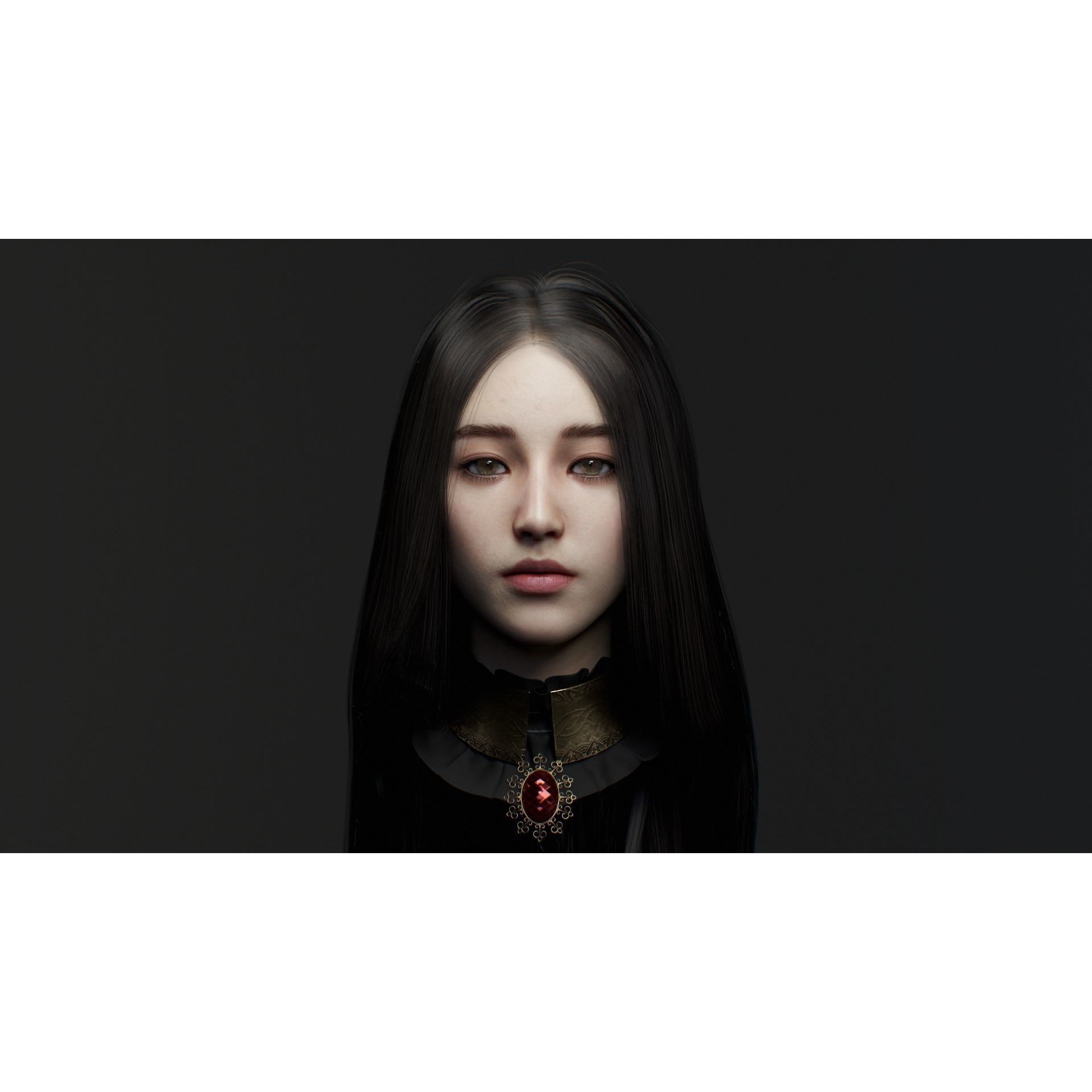Beautiful Female Head - Low-Poly Game-Ready 3D Model - View 3