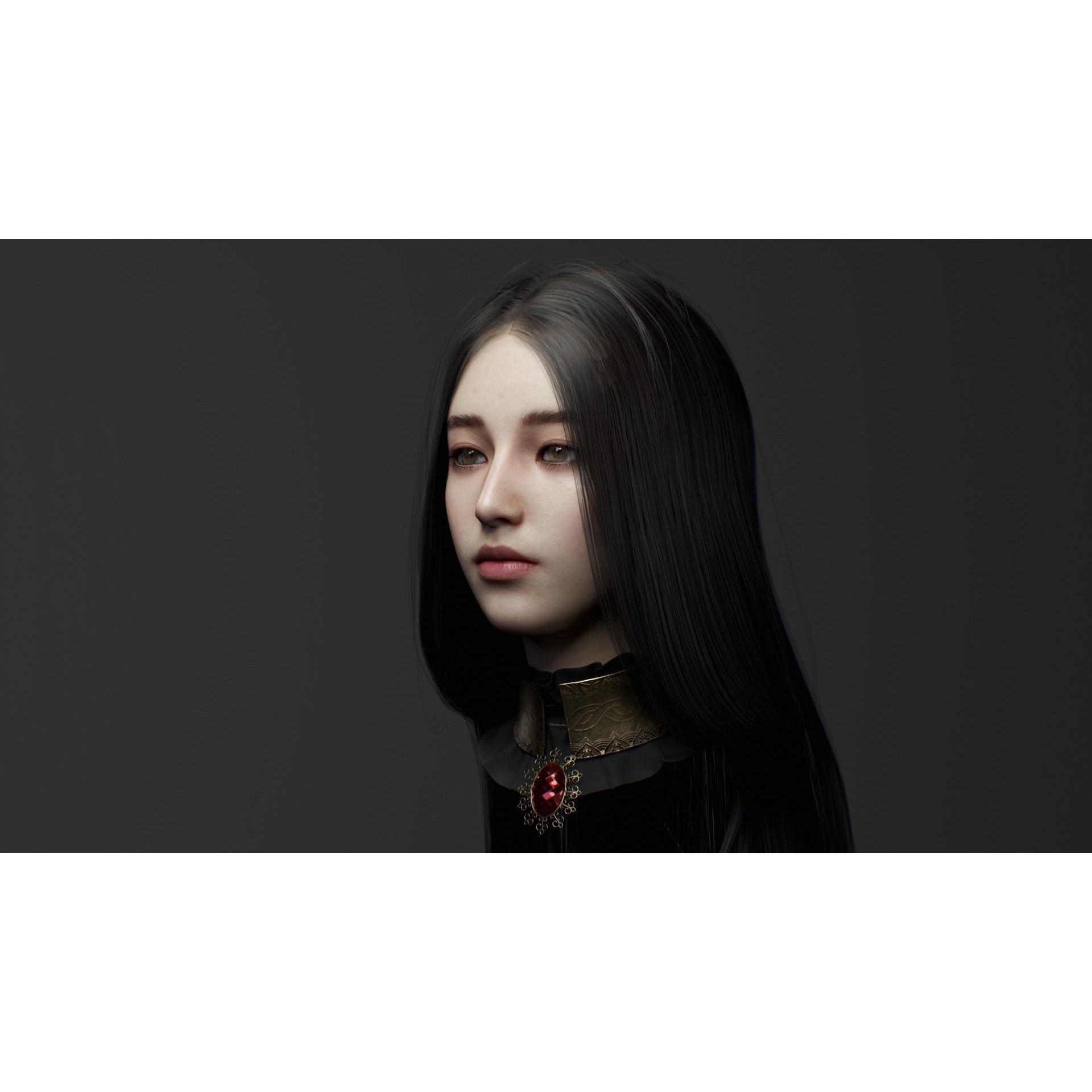 Beautiful Female Head - Low-Poly Game-Ready 3D Model - View 4