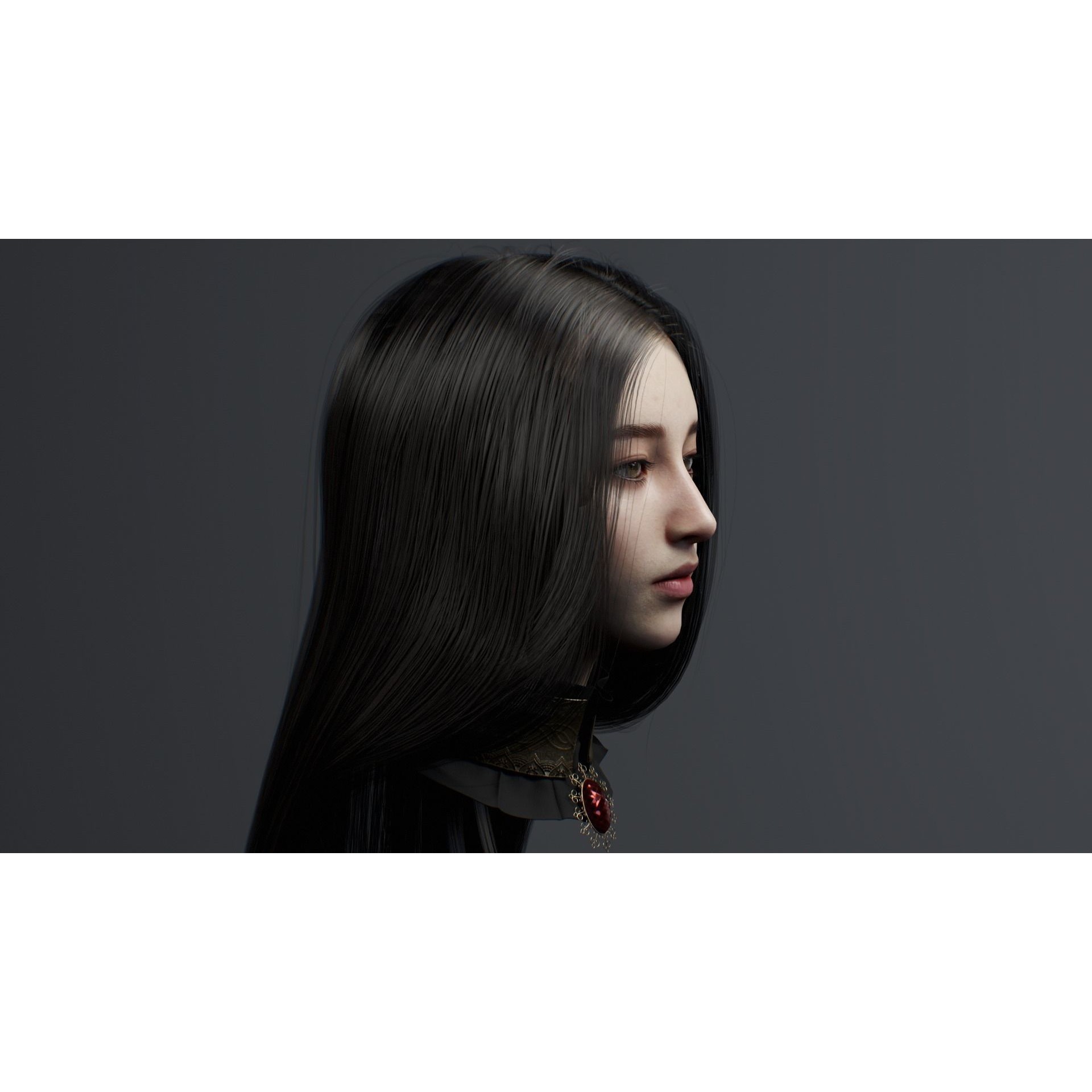Beautiful Female Head - Low-Poly Game-Ready 3D Model - View 5